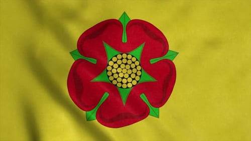 Waving Red Rose Flag on Textured Yellow Background