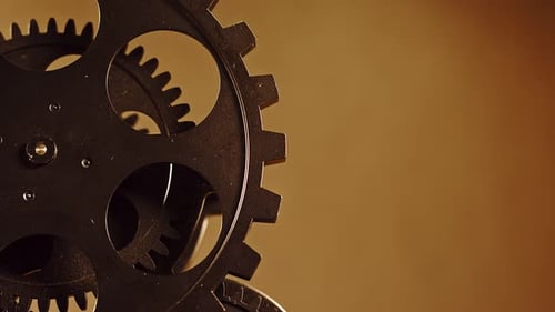 Rotating Metal Gears Turning Slowly