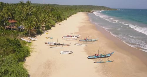 Beach with Traditional Fishing Boats