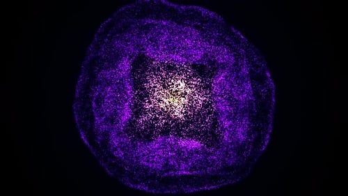 Purple energy moving and rotating sphere of small particles