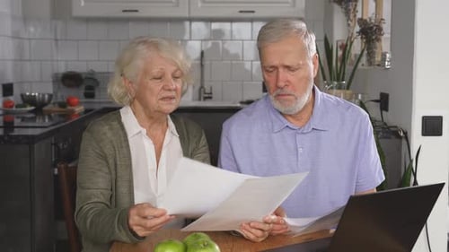 Senior Couple Reviewing Documents at Home