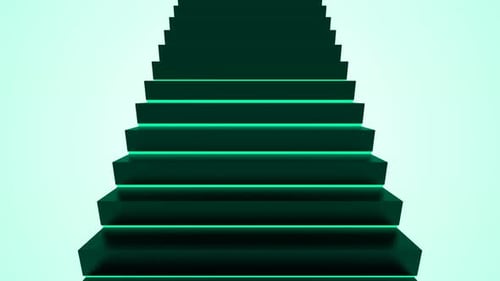 Futuristic Glowing Green Stairs Corporate Progression Background