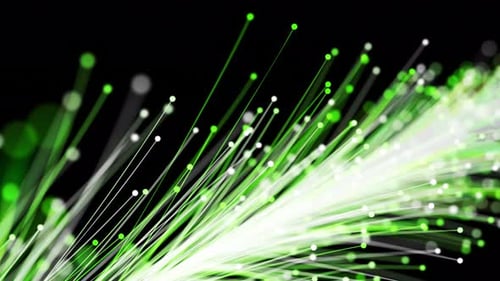 Hintergrund der abstrakten digitalen Glasfaserlinien mit beweglichen Punkten