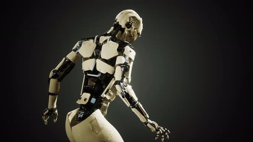 3D Animation of a Futuristic Humanoid Robot Walking