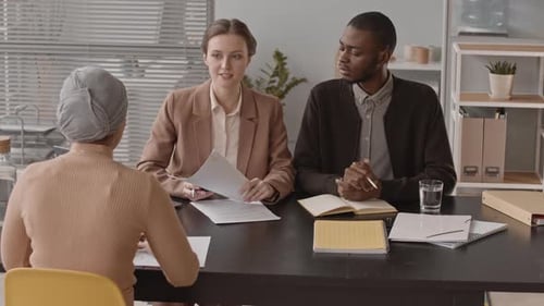 Muslim Woman at Job Interview in Office