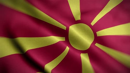 Realistic Waving Flag of North Macedonia