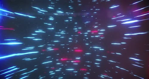 Animation von blauen und roten Lichtspuren, die sich vor schwarzem Hintergrund drehen