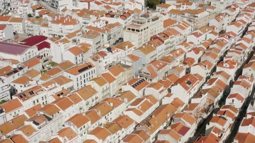 Aerial View of European City Rooftops