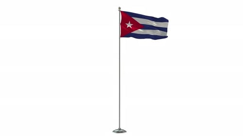 Realistic 3D Animated Cuban Flag Waving on a Flagpole