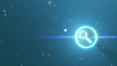 Glowing Neon Technology Icons Pack with Digital Network Background