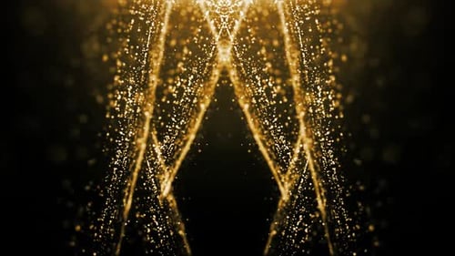 Golden Glitter Particles Abstract Light Flow Background