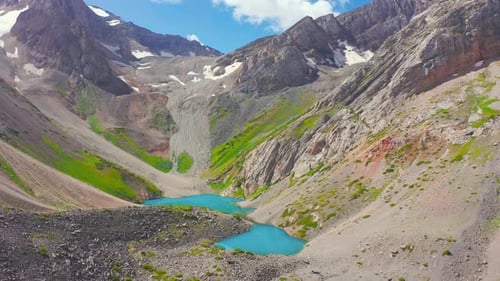 Beautiful and Colorful Landscape of Mountains and Amazing Lake with Turquoise Water