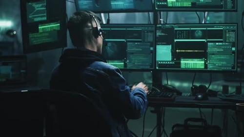 Happy Hacker Discussing Successful Cybercrime