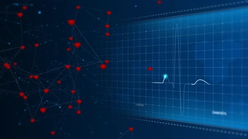 Digital Heartbeat Monitor Display with Networked Hearts Animation