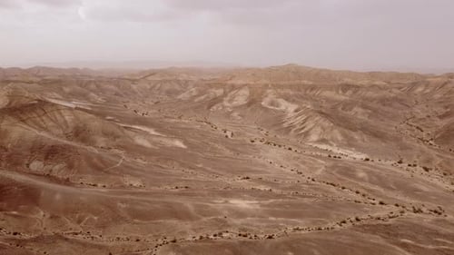 Aerial Cinematic Top Shot Desert Landscape Israel Negev