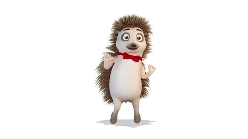 Cute 3D Animated Hedgehog Character Dancing Joyfully
