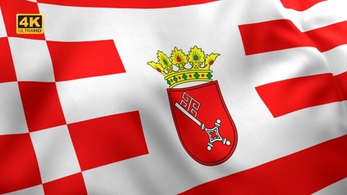 Realistic Waving Flag with Checkerboard and Royal Emblem