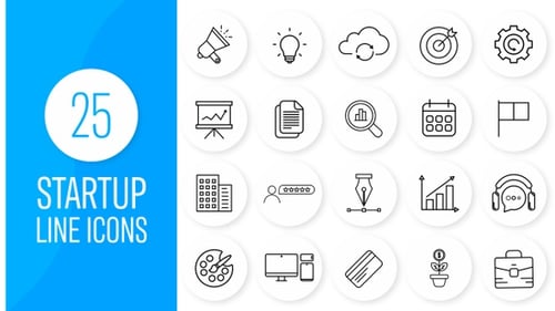 Animated Startup Business Line Icons Pack