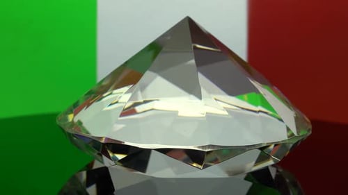 Elegant Diamond Reflecting Italian Flag Background