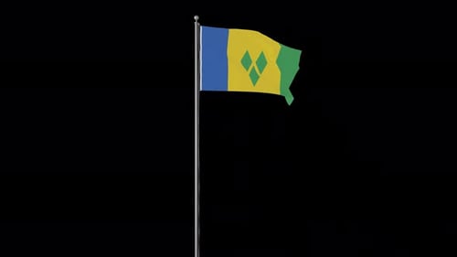 Flag of Saint Vincent and the Grenadines Waving on Alpha