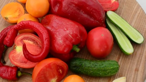 Fresh Vegetables on a Wooden Cutting Board