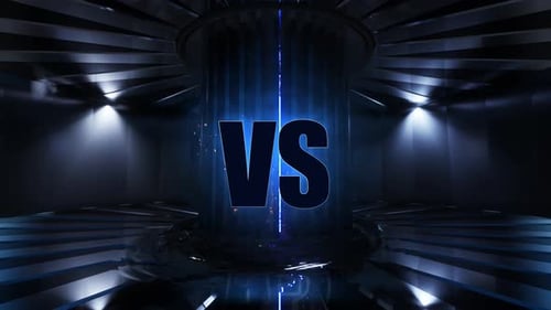 Versus : bleu fluo avec eau, feu et fumée. Fond 3D 7