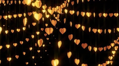 Shining Golden Hearts Decorative Background Loop