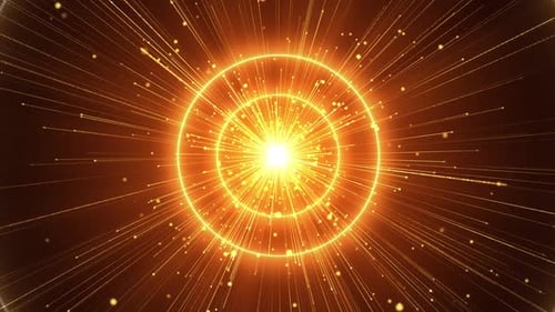 Abstract Futuristic Light Particles Forming Glowing Rings Loop