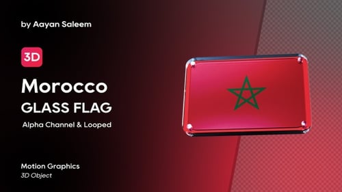 Rotating 3D Glossy Morocco Flag Plate