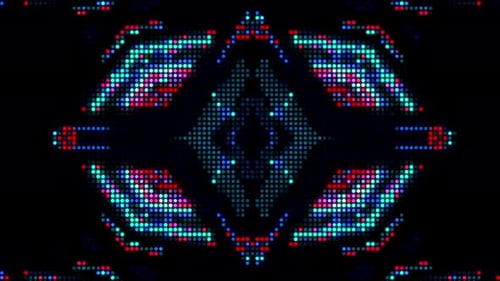 Abstract Digital Neon Kaleidoscope Pixel Pattern Background