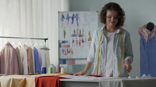 Fashion Designer Reviewing Sketches Thinking About Her New Creation, Inspiration