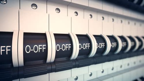 Animated Circuit Breakers Toggling Power On and Off