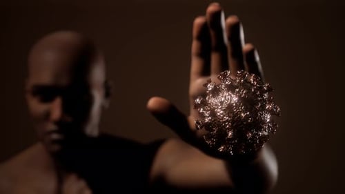 Scared Man Gesturing Stop Afraid of Coronavirus COVID19 Infection