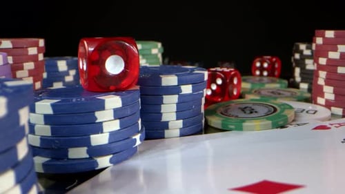 Close Up on Casino Chips and Dice