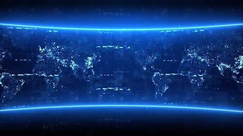 Futuristic Digital World Map Data Glitch Background