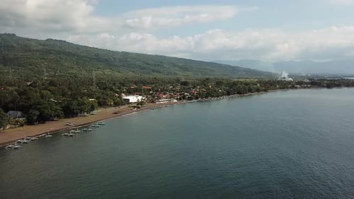 Sea Coast , Boats and Hills in Bali