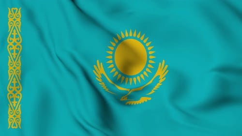 Realistic Kazakhstan National Flag Waving Animation