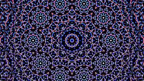 Abstract Glowing Neon Kaleidoscope Geometric Pattern Background Loop