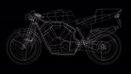 Futuristic Wireframe Motorcycle 3D Model Rotation