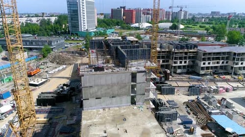 Apartment Building Construction Aerial View in an Urban Area