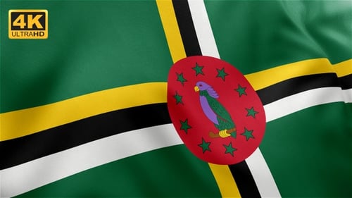 Dominica National Flag Realistic Waving Animation