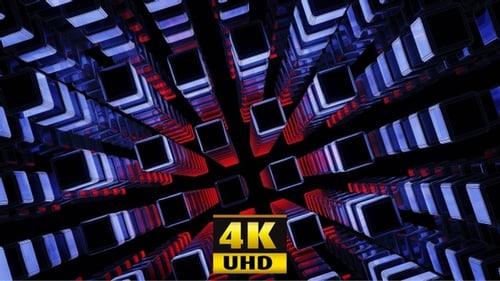 Magic Loop Animation Of Neon Cubes 4K