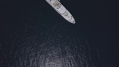Top View of a Drone on a Luxury Yacht at Sea