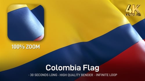 Waving Colombian Flag Seamless Loop Animation