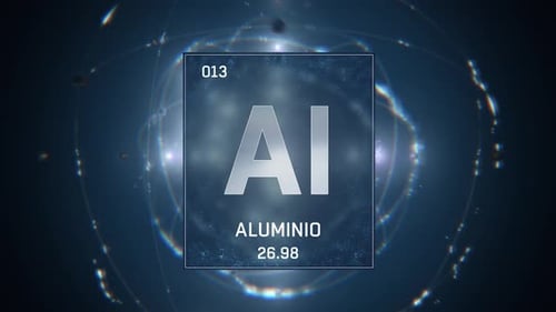 Aluminium as Element 13 of the Periodic Table on Blue Background Spanish Language