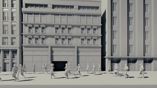 3D City and Walking People