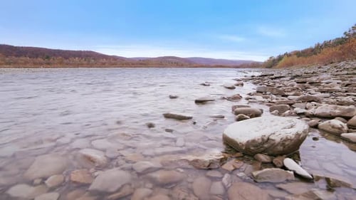 Wild Mountain River Close Up Abundant Clear Stream