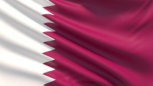 Waving National Flag of Qatar Realistic Animation