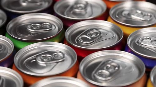 Aluminum Cans with Carbonated Water, Energy Drinks or Beer