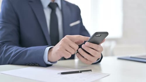 Close Up, Businessman Using Smartphone